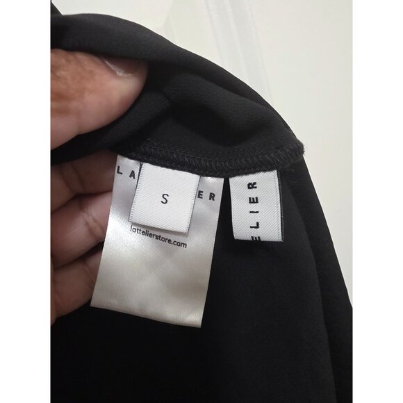 Lattelier Black Silky-smooth Flowy Midi Split On Side Skirt With Side Zipper Clo - Picture 8 of 9